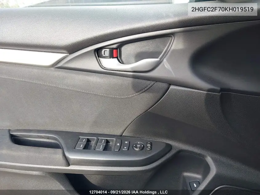 2019 HONDA CIVIC VIN 2HGFC2F70KH019519 — фото 18