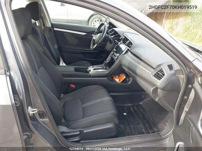 2019 HONDA CIVIC VIN 2HGFC2F70KH019519 — фото 5