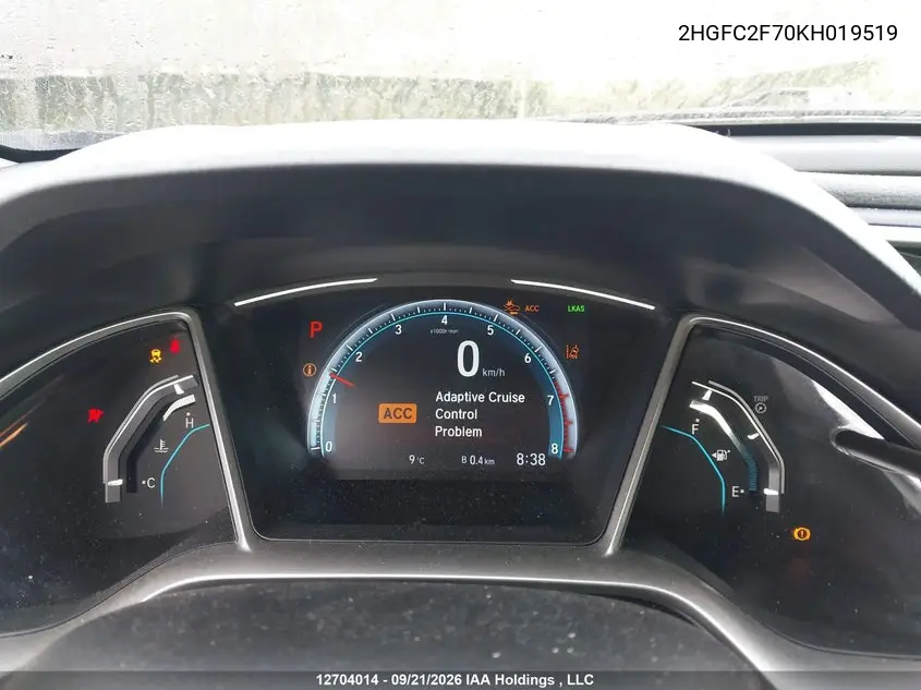 2019 HONDA CIVIC VIN 2HGFC2F70KH019519 — фото 7
