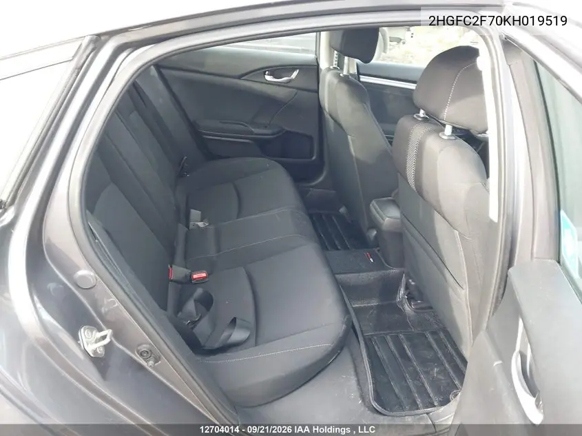 2019 HONDA CIVIC VIN 2HGFC2F70KH019519 — фото 8