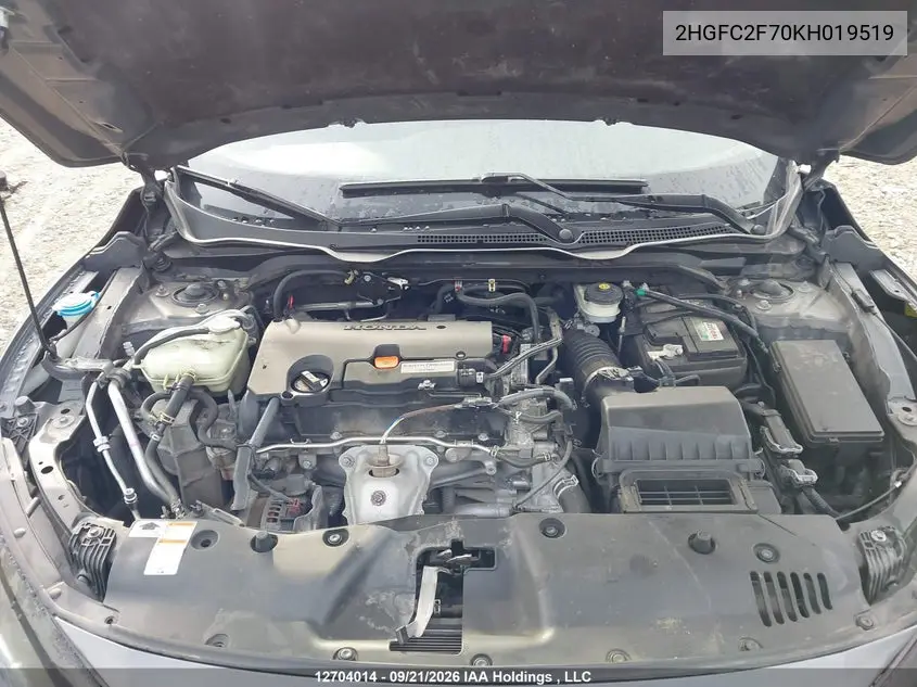 2019 HONDA CIVIC VIN 2HGFC2F70KH019519 — фото 9