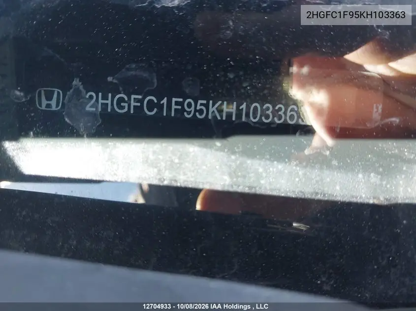 2019 HONDA CIVIC VIN 2HGFC1F95KH103363 — фото 19