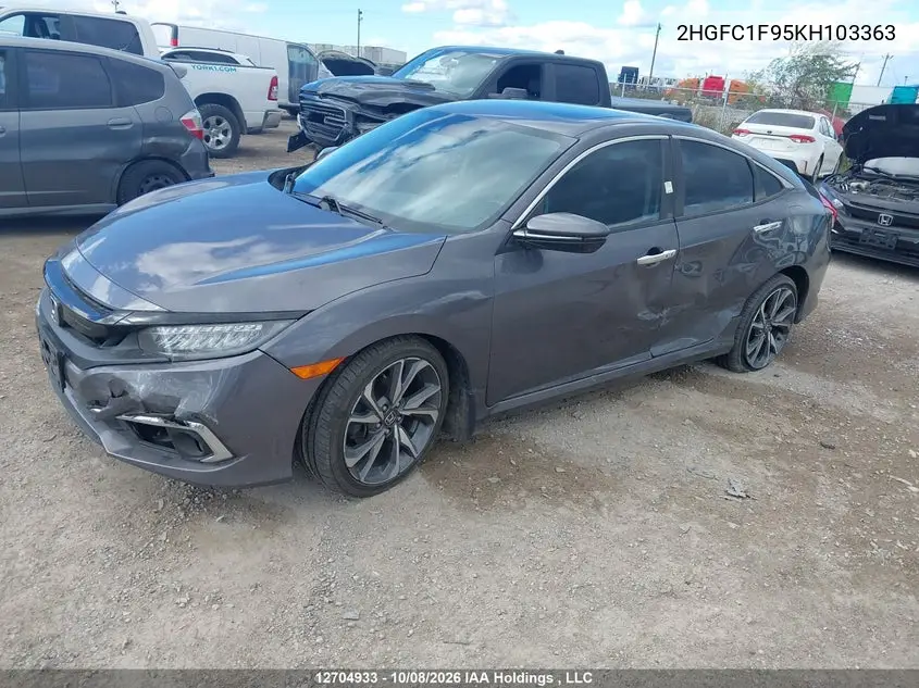 2019 HONDA CIVIC VIN 2HGFC1F95KH103363 — фото 2