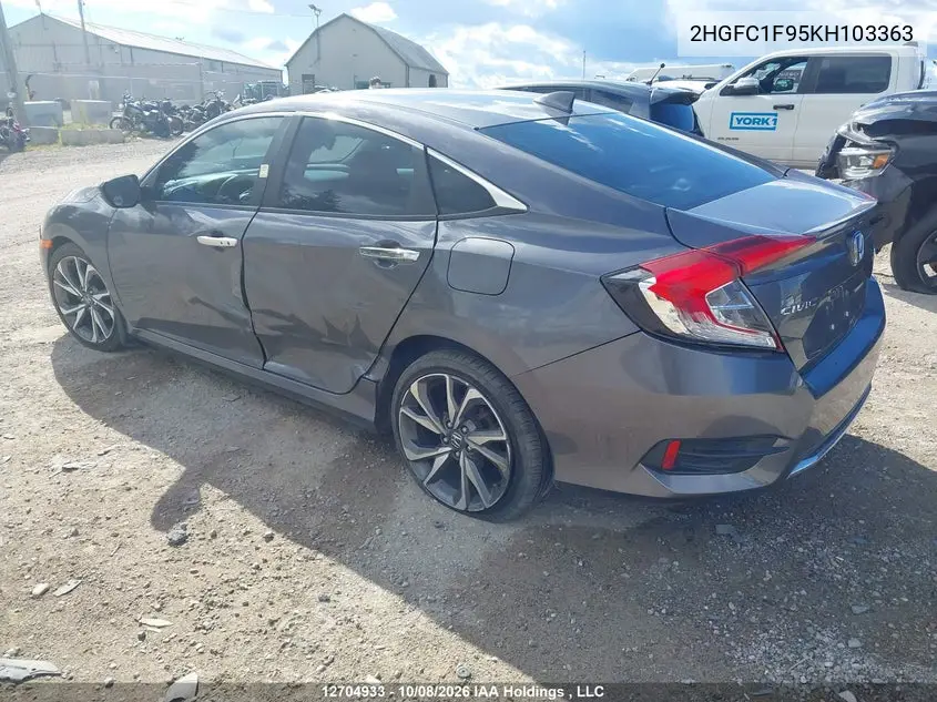 2019 HONDA CIVIC VIN 2HGFC1F95KH103363 — фото 3