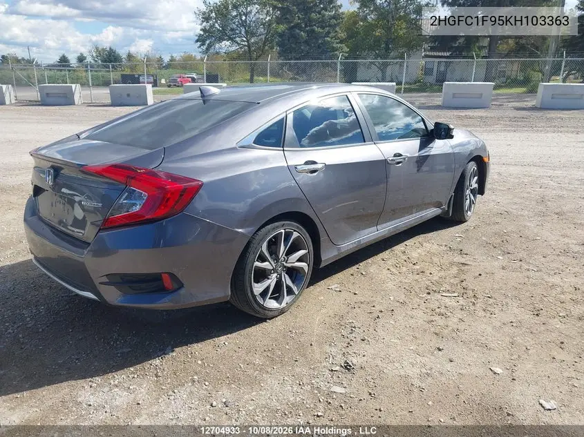 2019 HONDA CIVIC VIN 2HGFC1F95KH103363 — фото 4