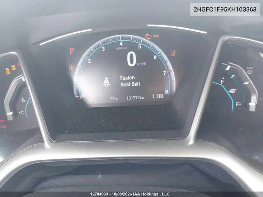 2019 HONDA CIVIC VIN 2HGFC1F95KH103363 — фото 7