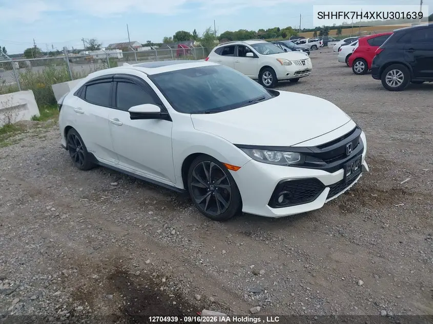 HONDA CIVIC 2019, VIN SHHFK7H4XKU301639