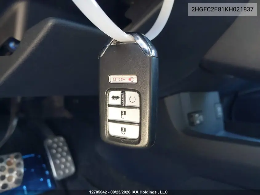 2019 HONDA CIVIC VIN 2HGFC2F81KH021837 — фото 11