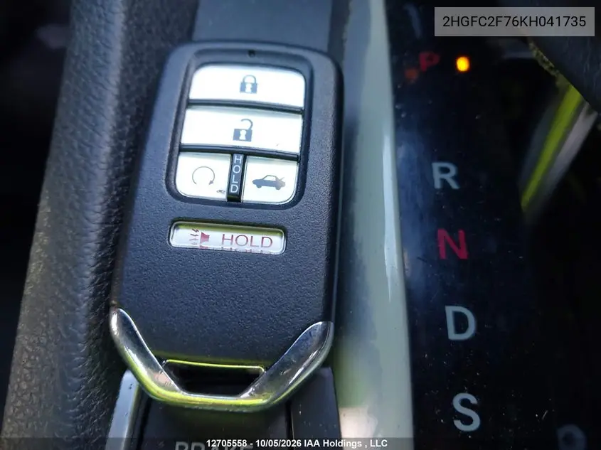 2019 HONDA CIVIC VIN 2HGFC2F76KH041735 — фото 11