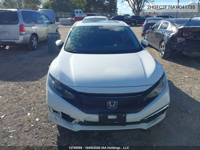 2019 HONDA CIVIC VIN 2HGFC2F76KH041735 — фото 12
