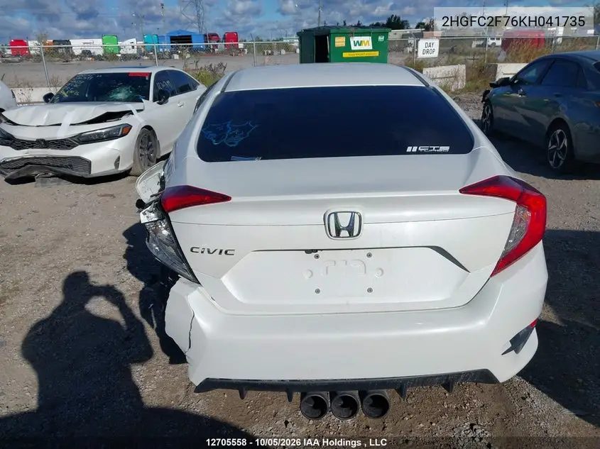 2019 HONDA CIVIC VIN 2HGFC2F76KH041735 — фото 16