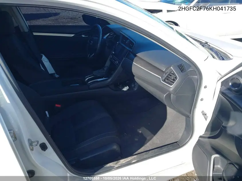 2019 HONDA CIVIC VIN 2HGFC2F76KH041735 — фото 5