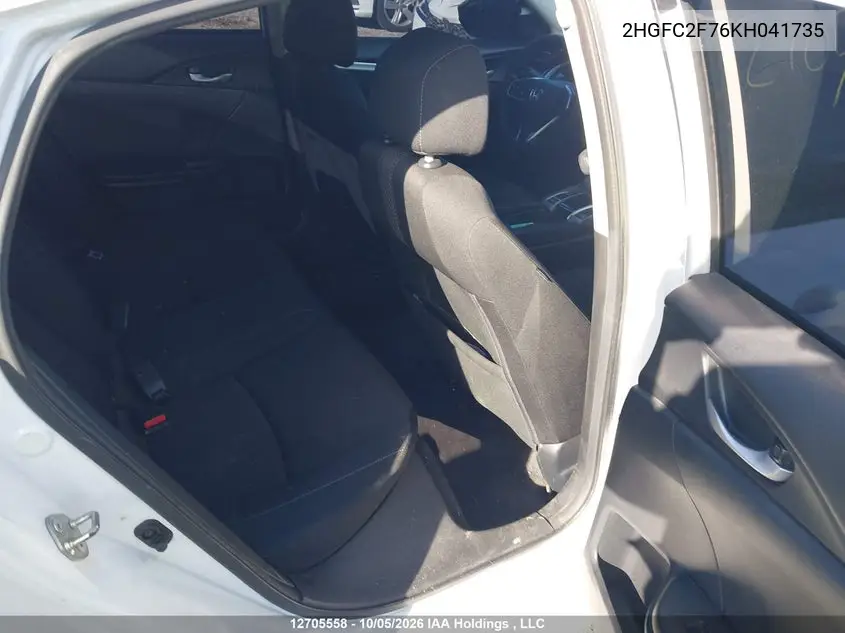 2019 HONDA CIVIC VIN 2HGFC2F76KH041735 — фото 8