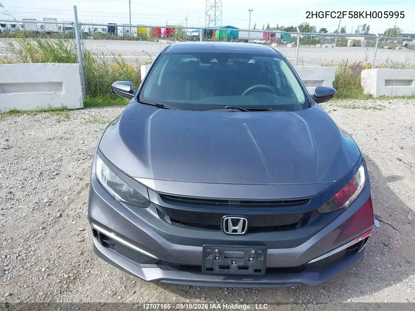 2019 HONDA CIVIC VIN 2HGFC2F58KH005995 — фото 12