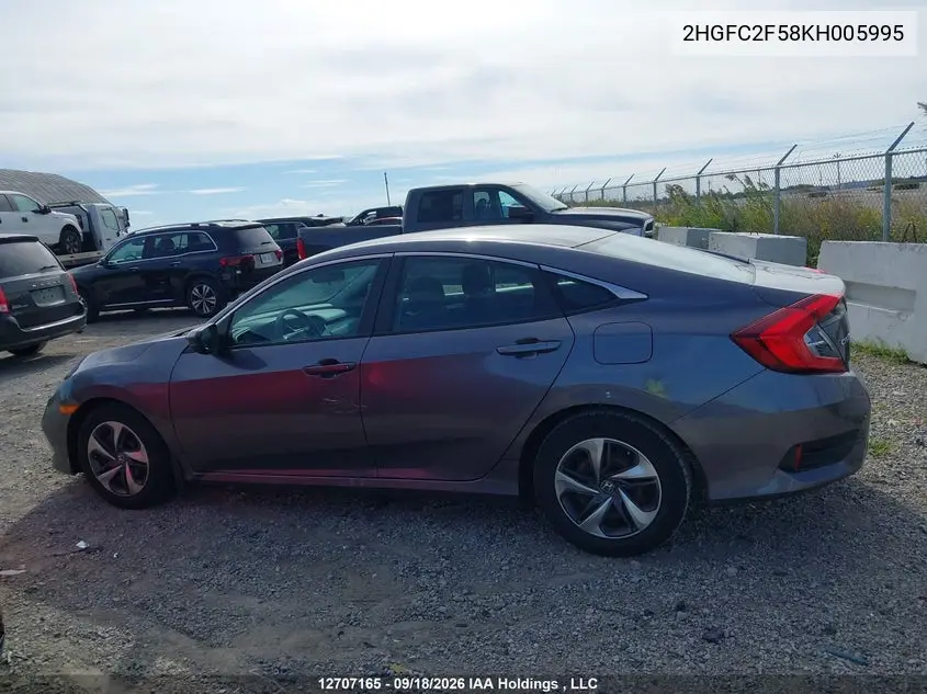 2019 HONDA CIVIC VIN 2HGFC2F58KH005995 — фото 14