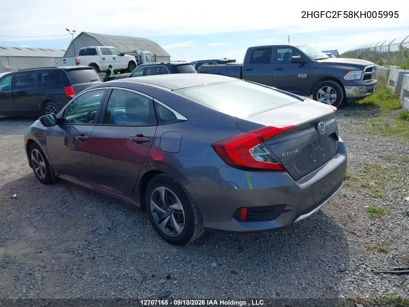 2019 HONDA CIVIC VIN 2HGFC2F58KH005995 — фото 3