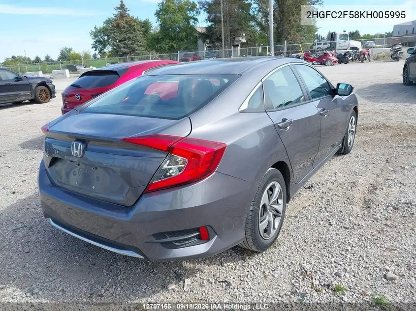 2019 HONDA CIVIC VIN 2HGFC2F58KH005995 — фото 4