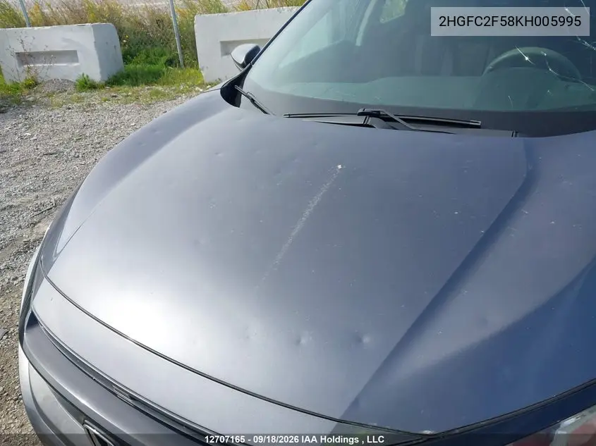 2019 HONDA CIVIC VIN 2HGFC2F58KH005995 — фото 6