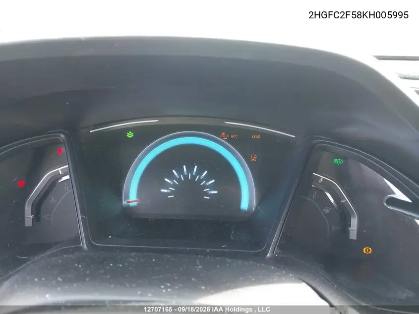 2019 HONDA CIVIC VIN 2HGFC2F58KH005995 — фото 7