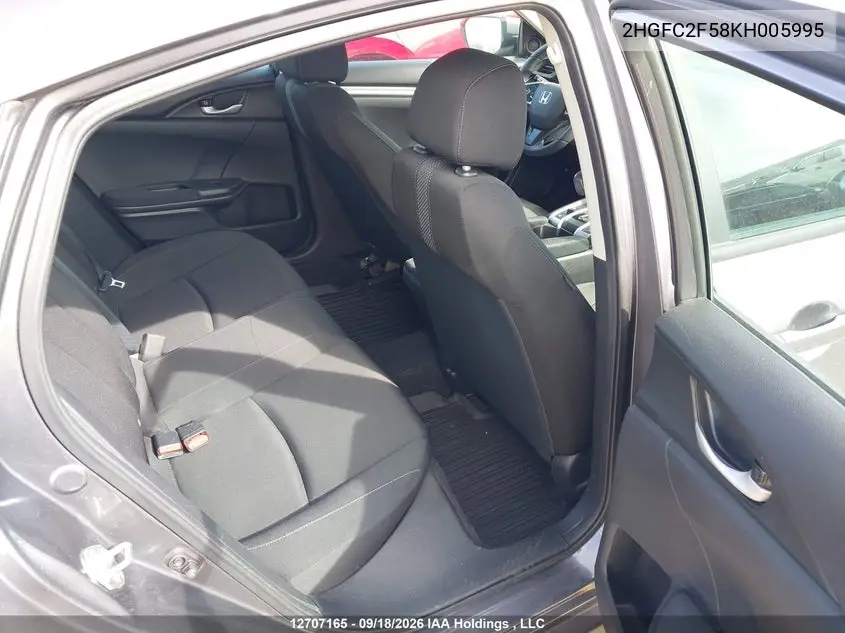 2019 HONDA CIVIC VIN 2HGFC2F58KH005995 — фото 8