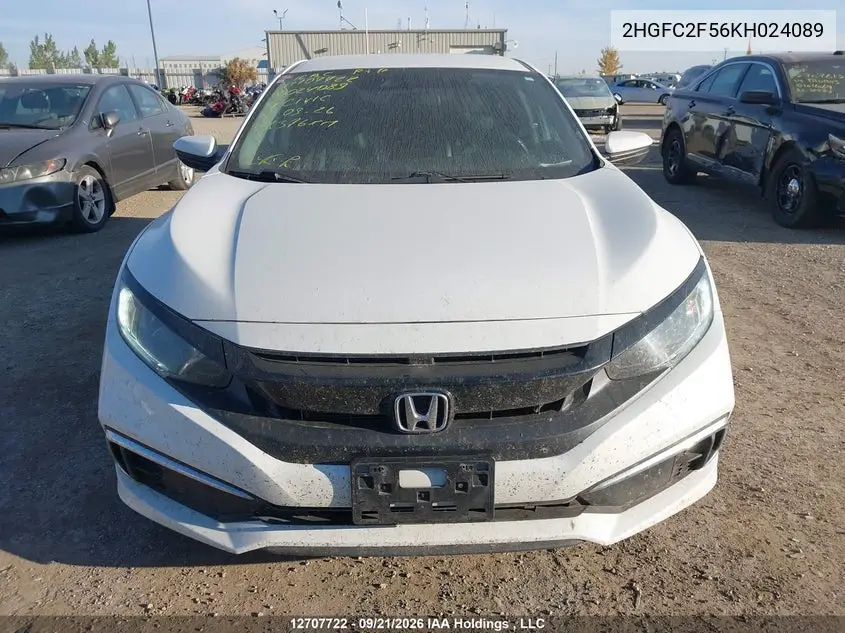 2019 HONDA CIVIC VIN 2HGFC2F56KH024089 — фото 12