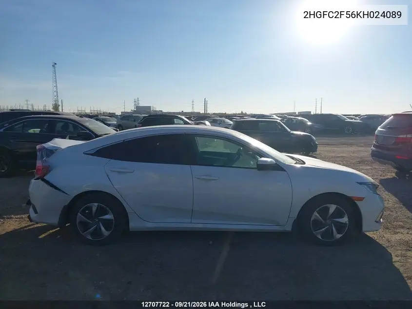 2019 HONDA CIVIC VIN 2HGFC2F56KH024089 — фото 13