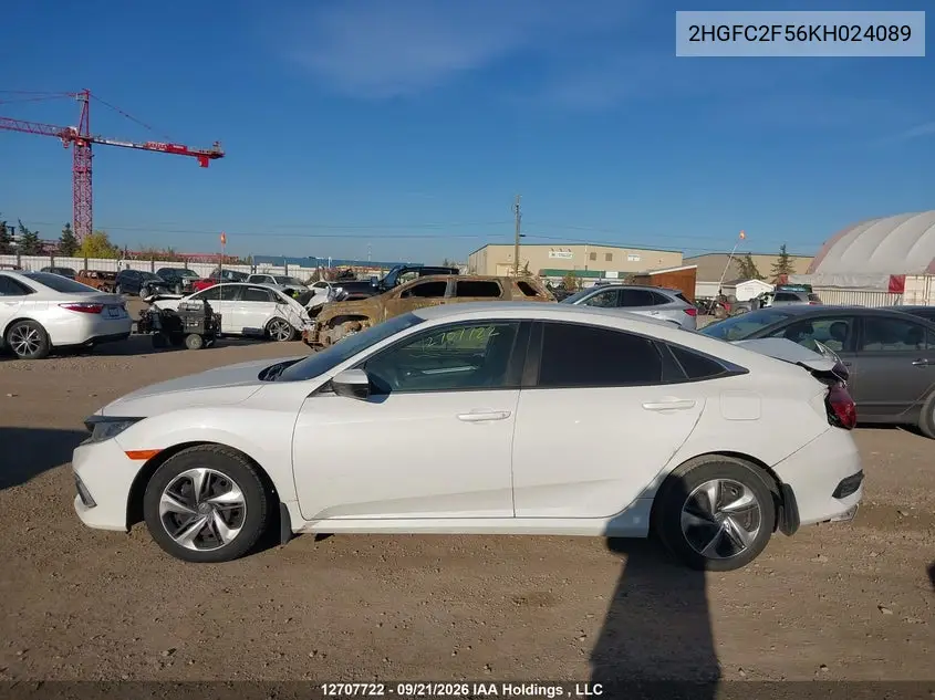 2019 HONDA CIVIC VIN 2HGFC2F56KH024089 — фото 14