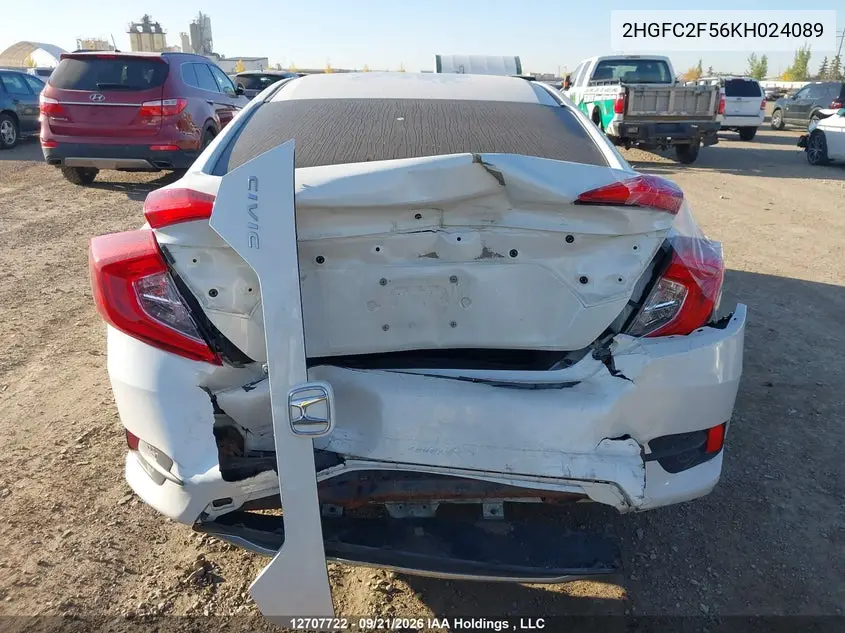 2019 HONDA CIVIC VIN 2HGFC2F56KH024089 — фото 16