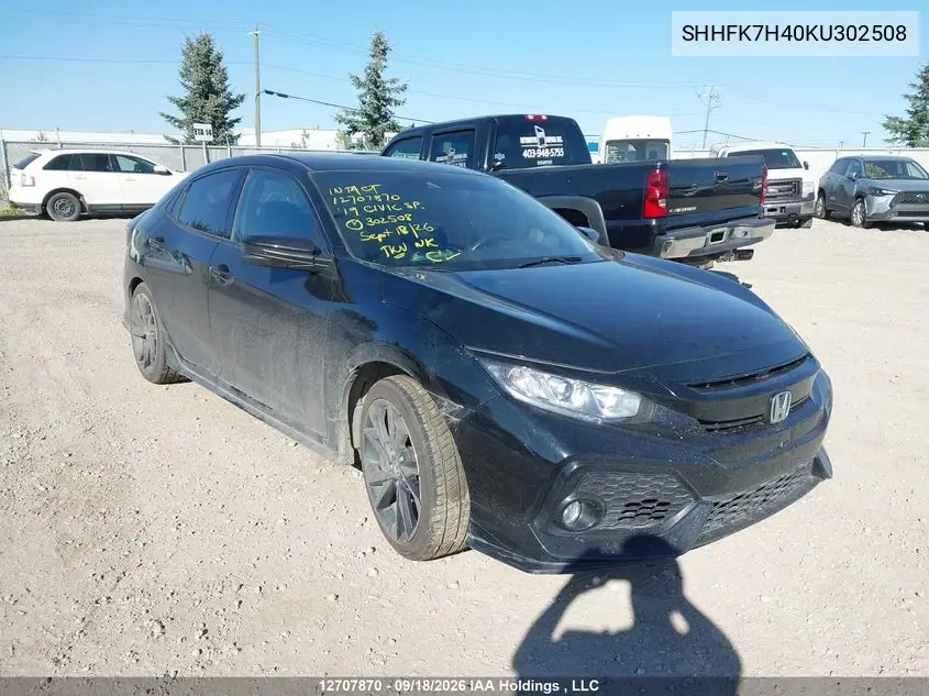 HONDA CIVIC 2019, VIN SHHFK7H40KU302508