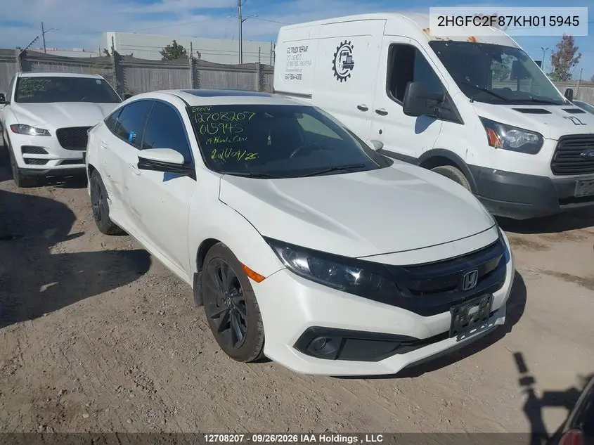HONDA CIVIC 2019, VIN 2HGFC2F87KH015945