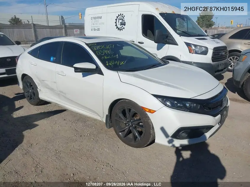 2019 HONDA CIVIC VIN 2HGFC2F87KH015945 — фото 13