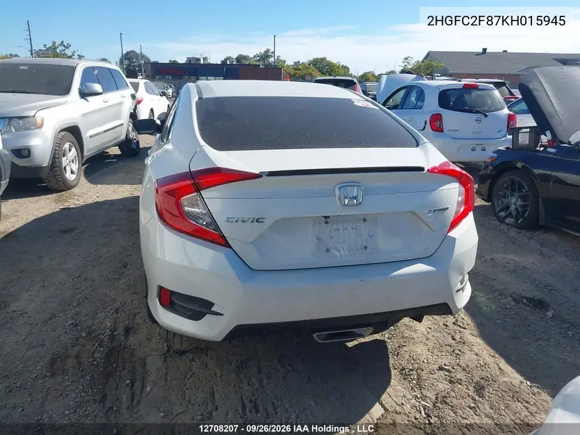 2019 HONDA CIVIC VIN 2HGFC2F87KH015945 — фото 16
