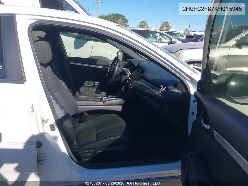 2019 HONDA CIVIC VIN 2HGFC2F87KH015945 — фото 5