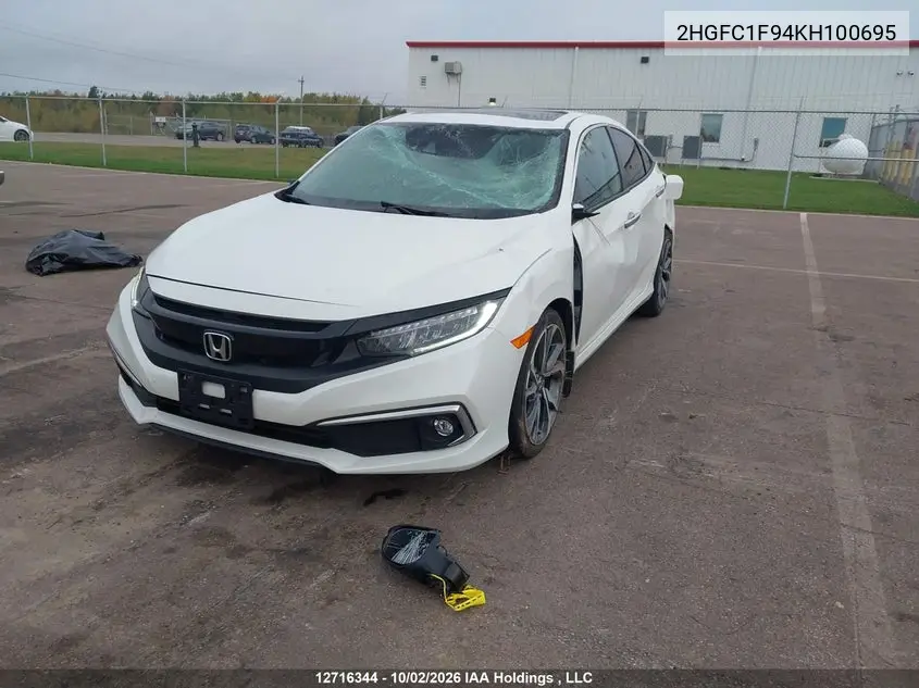 2019 HONDA CIVIC VIN 2HGFC1F94KH100695 — фото 12