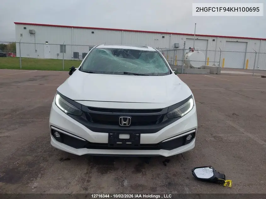 2019 HONDA CIVIC VIN 2HGFC1F94KH100695 — фото 13