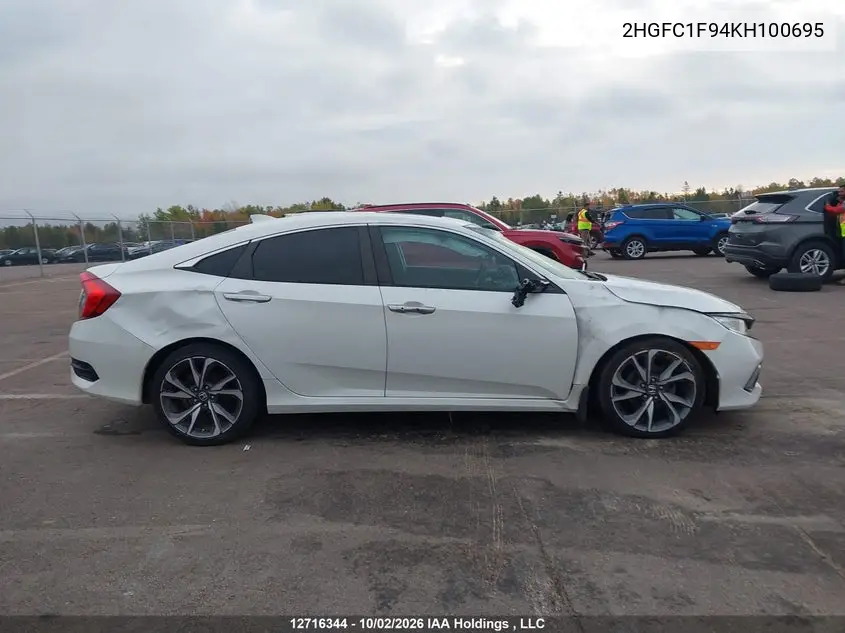 2019 HONDA CIVIC VIN 2HGFC1F94KH100695 — фото 14