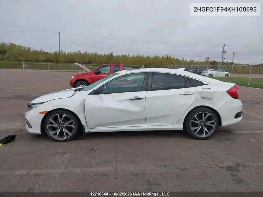 2019 HONDA CIVIC VIN 2HGFC1F94KH100695 — фото 15