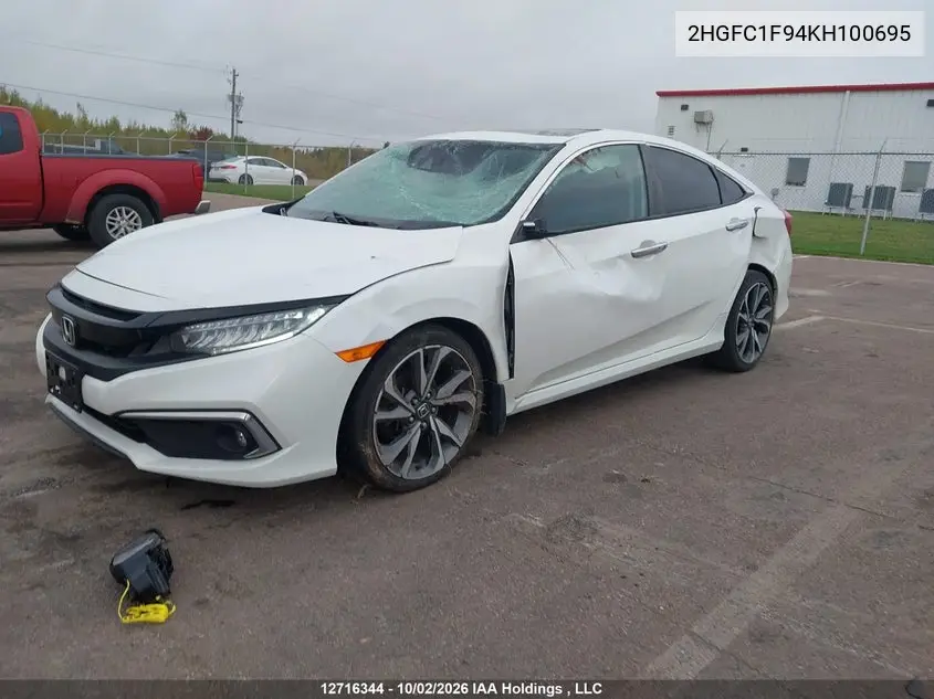 2019 HONDA CIVIC VIN 2HGFC1F94KH100695 — фото 3