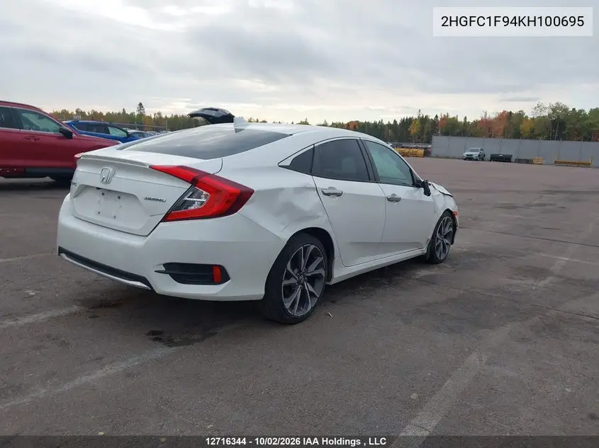 2019 HONDA CIVIC VIN 2HGFC1F94KH100695 — фото 5
