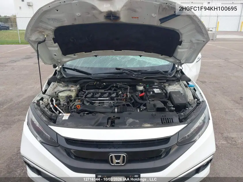 2019 HONDA CIVIC VIN 2HGFC1F94KH100695 — фото 10