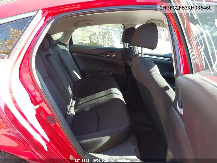2019 HONDA CIVIC VIN 2HGFC2F53KH036460 — фото 8