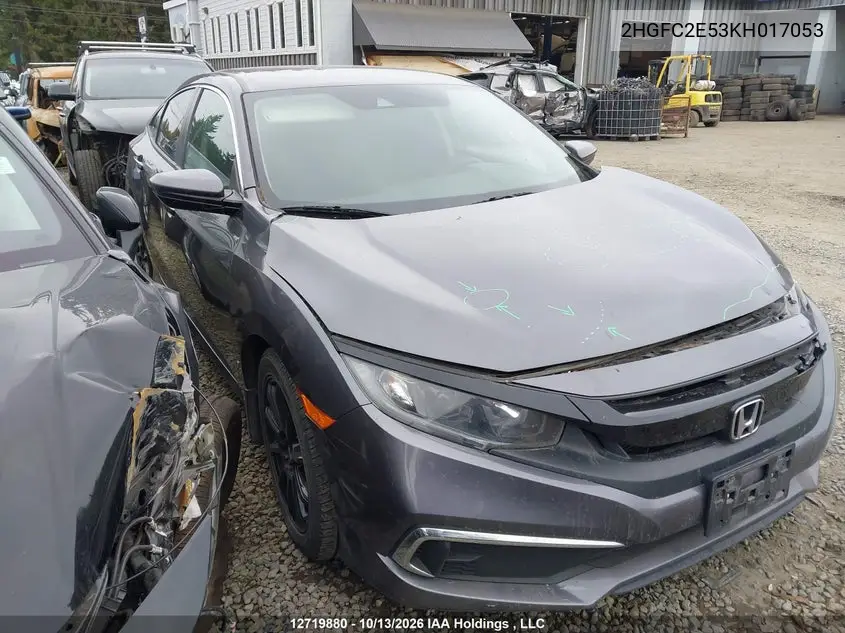 HONDA CIVIC 2019, VIN 2HGFC2E53KH017053