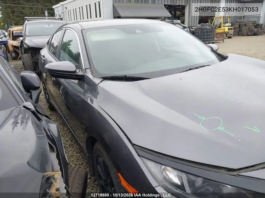 2019 HONDA CIVIC VIN 2HGFC2E53KH017053 — фото 13