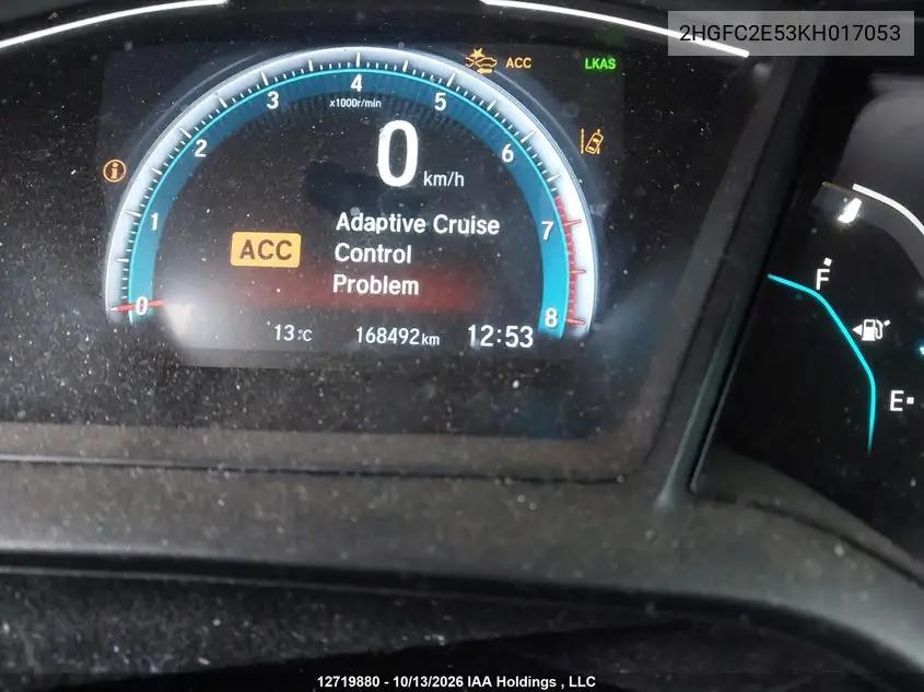 2019 HONDA CIVIC VIN 2HGFC2E53KH017053 — фото 15