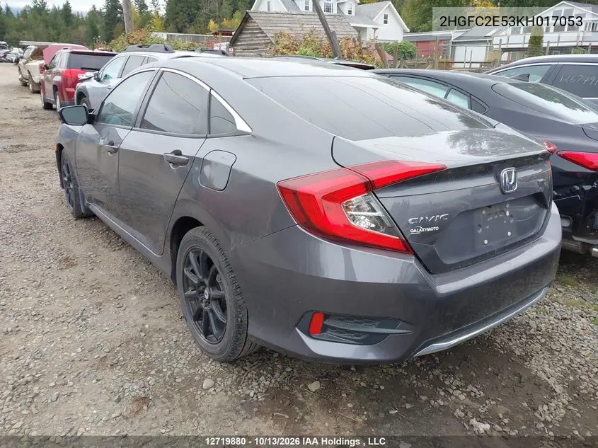 2019 HONDA CIVIC VIN 2HGFC2E53KH017053 — фото 3