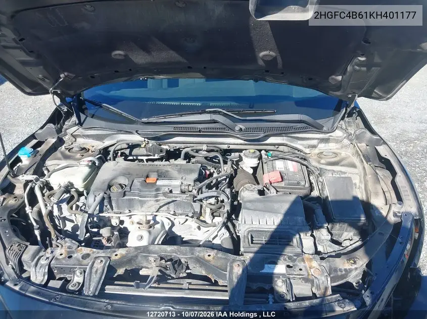 2019 HONDA CIVIC VIN 2HGFC4B61KH401177 — фото 10