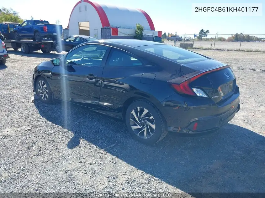 2019 HONDA CIVIC VIN 2HGFC4B61KH401177 — фото 3
