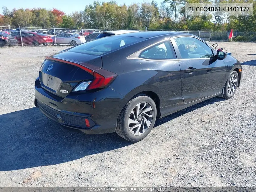2019 HONDA CIVIC VIN 2HGFC4B61KH401177 — фото 4