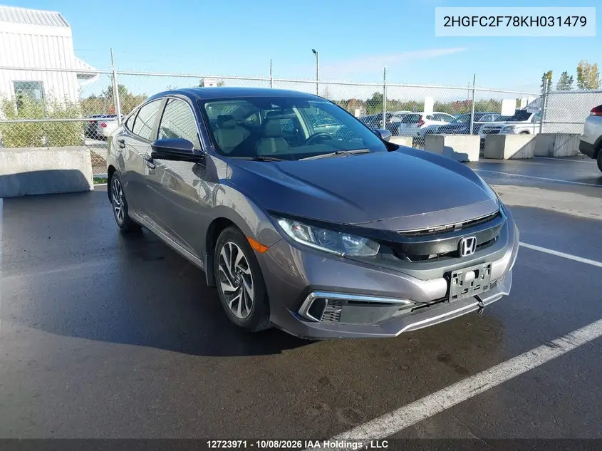 HONDA CIVIC 2019, VIN 2HGFC2F78KH031479