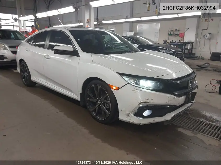 HONDA CIVIC 2019, VIN 2HGFC2F86KH032994